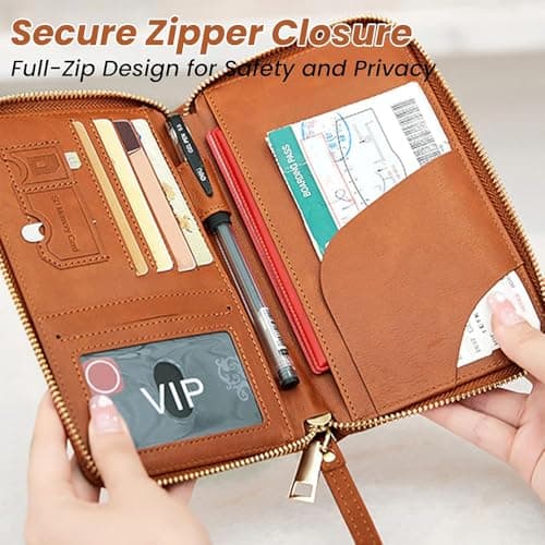 Passport Holder,RFID Travel Wallet,Multi-Functional RFID Passport Wallet,Passport Holder for Travel Holiday Essentials,Multi Functional Card Folder for Travel Women and Men Accessories (Pink) — view 2
