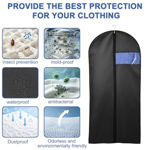 Acual 2 Pack Dress Bags Covers Long 60 x 140 cm, PEVA Garment Bags — view 4