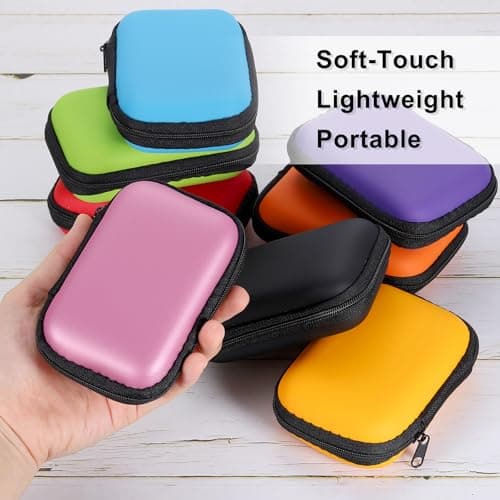 sourcing map Earbuds Cases, Wired Earphone Case Holder, EVA Ear Buds Case Zipper Organizer Small with Mesh Pocket for USB Cable, Earphones, Yellow — view 5