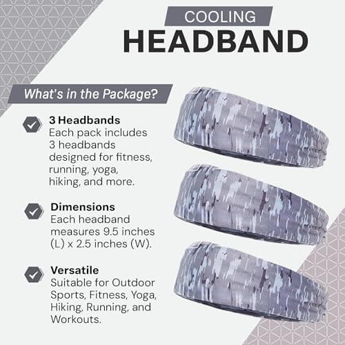 Cold Factor Cooling Headband for Women Men UPF 50+ Advanced Evaporative Comfort Instant Cooling Sweatband for Outdoor Sports Fitness Yoga Hiking Running 3 Pack Camouflage — view 2