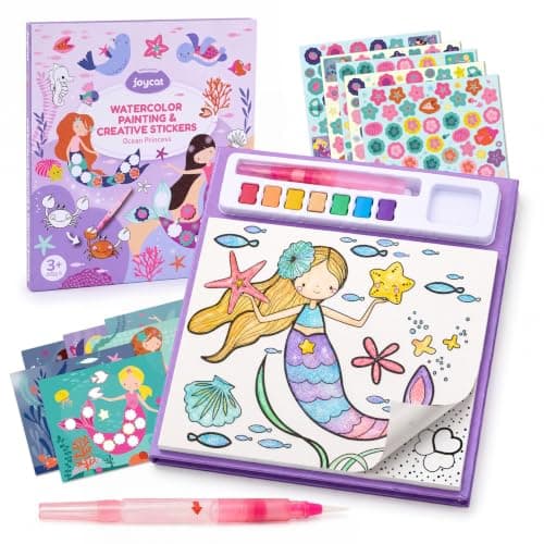 JoyCat Paint with Water Coloring Books & Creative Sticker(Ocean Princess)