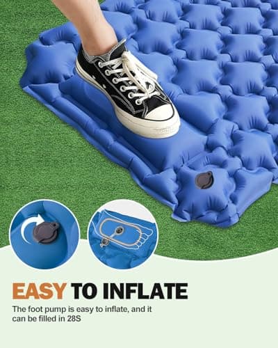Olutata Ultralight Camping Sleeping Pad with Integrated Foot Pump & Ergonomic Pillow – Compact, Tear-Resistant 40D Nylon Air Mat for Hiking, Backpacking & Travel (Blue) — view 6