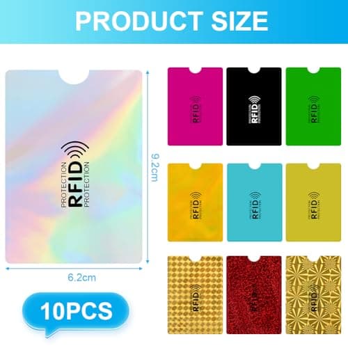 DiULi Colorful RFID Card Holder,10PCS RFID Blocking Card Sleeves for Women Men, Anti-Theft NFC Blocker Sleeves for Debit Cards, Passport & ID Protection, Secure Holder for Wallets & Travel — view 2
