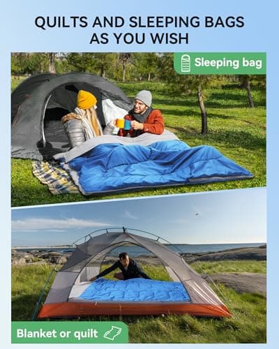 Warmiehomy Double Sleeping Bags for Adults with 2 Pillows, 300 GSM King Size Sleeping Bag, Waterproof XL 3 Season Sleeping Bag with Carrying Bag for Indoor & Outdoor Use, Warm Camping Quilt(Blue) — view 4
