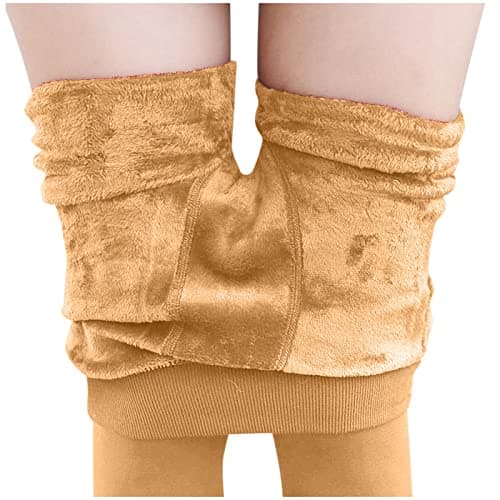 Thermal Leggings Women Girls Faux Fur Fleece Lined Leggings Petite High Waisted Tummy Control Base Layer Bottom Ladies Stretch Winter Thick Warm Joggings Cold Weather Fluffy Bum Lift Yoga Pants 6x 5xl