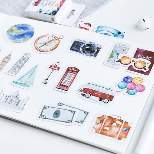 EUZUXU Multicolor Travel & Culture Stickers, Waterproof & Scratch Resistant, Suitable for Scrapbook, Laptop, Calendars, Suitcase — view 2
