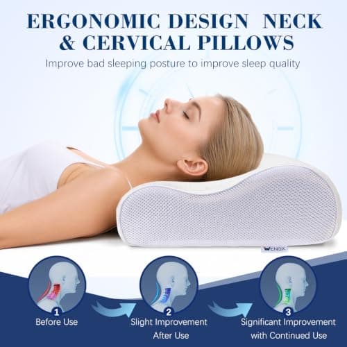 WENGX Neck Luxury Memory Foam Pillow,Ergonomic Bed Head Pillow for Sleeping Neck and Shoulder Pain Relief,Orthopedic Cervical Pillow for Side,Stomach and Back Sleepers (Upgraded) — view 3