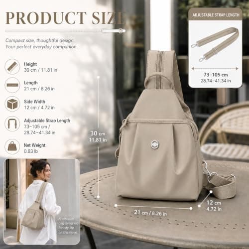 DVDVBOOM Anti Theft Backpack for Women, Convertible Backpack With Multi Pocket, Anti Theft Crossbody Bag Women Chest Shoulder Bags (Khaki) — view 2