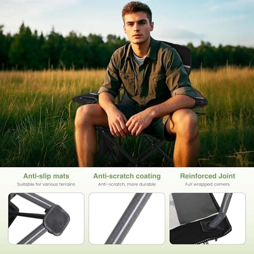 LET'S CAMP Set of 2 Mesh Back Folding Camping Chairs Support 160 KG — view 6
