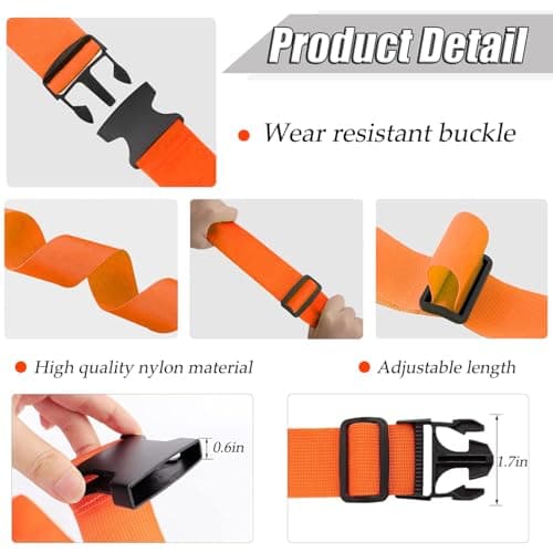 2 Pcs Luggage Straps Suitcase Straps Personalised Adjustable Case Strap for Suitcase, Luggage Belt with Quick Release Buckle, Travelling Luggage Accessories (orange) — view 3