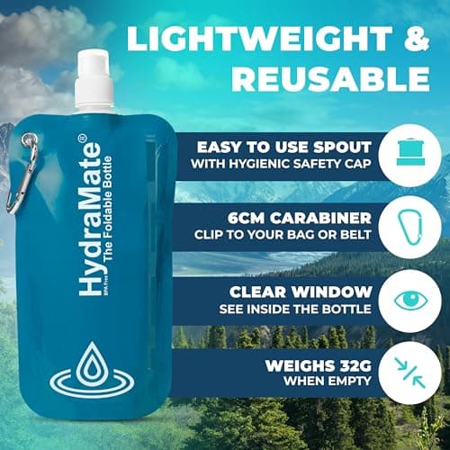 HydraMate Collapsible Water Bottle - Foldable Water Bottle - 750ml Blue — view 2
