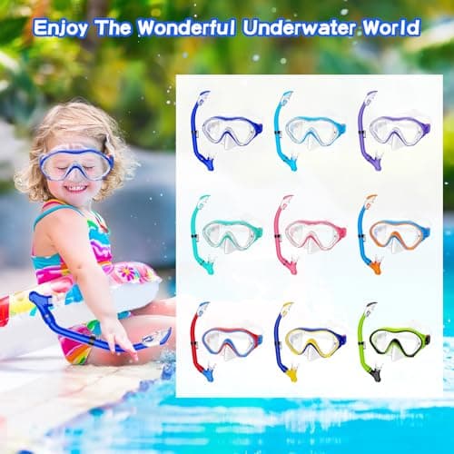 Snorkeling Gear for Kids with Foldable Silicone Full Dry Snorkel, Kids Snorkel Set Anti Leak Youth Junior Snorkeling Package Diving Mask Soft Tube with Mesh Bag Swimming Goggles, Blue — view 6