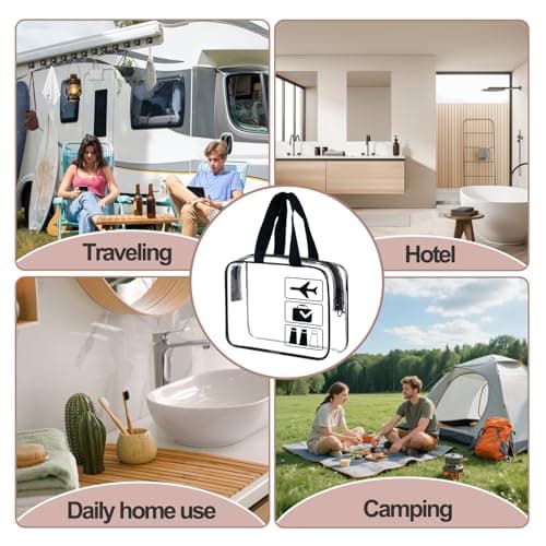 Clear Travel Toiletry Bags with Handles Travel Wash Bag Travel Bag Airport Security Carry On Liquid Bag Cosmetic Pouch Shower Bag Transparent Toiletries Bags (Black) — view 6