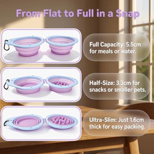 2-in-1 Collapsible Dog Bowl, Portable Silicone Travel Water Bowl — view 3