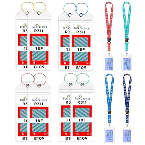 12 PCS Cruise Luggage Tags, 8 Waterproof Cruise Luggage Tag Holder & 4 Detachable Lanyards for Ship Cards 2026, Durable Cruise Ship Accessories with Steel Loops & Zip Sea