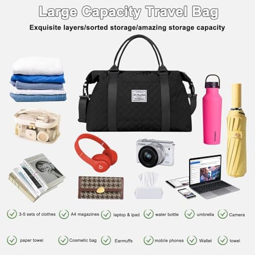 Cabin Bags Travel Bag for Ryanair Airlines Gym Bag for Women and Men Carry On Holdall Lightweight Luggage Overnight Weekend Bag underseat Luggage for Women and Men with Wet Pocket(Black) — view 5