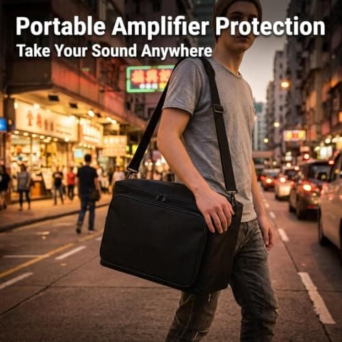 Qraatosi Guitar Amplifier Speaker Storage Case Portable Carry Bag Gig Bag Organizer Shockproof Canvas Material Adjustable Shoulder Strap Multiple Pockets — view 4