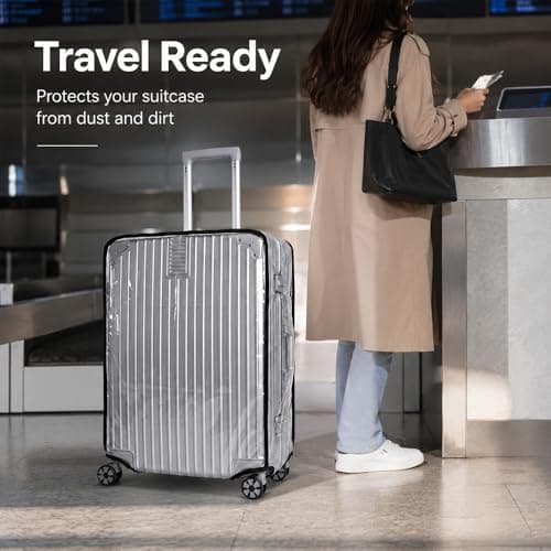 Yunmoli Clear Luggage Cover 20 Inch, Heavy Duty PVC Transparent Suitcase Protector, Waterproof & Dustproof Cabin Case Sleeve, Scratch-Resistant Travel Accessories — view 4