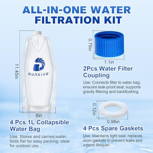Dunkive 1L Collapsible Water Filter Bag and Coupling Kit — view 3