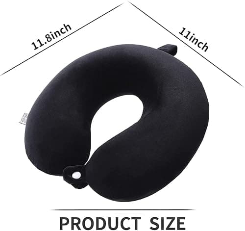 kierain Travel Pillow Memory Foam Neck Pillow Support Pillow Luxury Compact Lightweight Quick Pack for Camping,Sleeping Rest Cushion (Black) — view 3