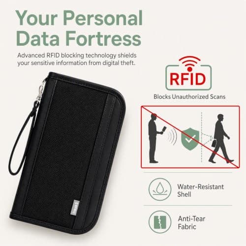 KIPTVO RFID Blocking Passport Holder Travel Wallet Document Organiser — view 5