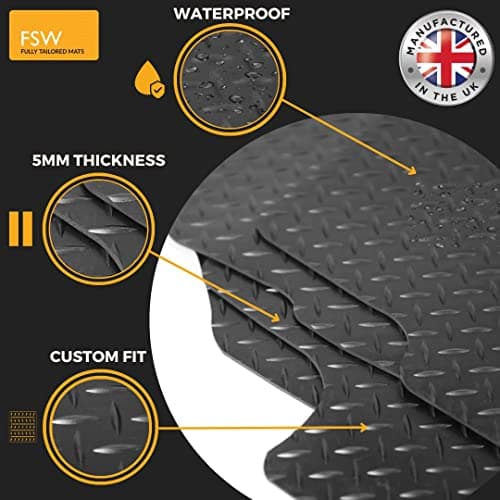 FSW Car Mats Fits Lexus ES 2019-Onwards, 5mm Rubber, Black, 4 Piece — view 4
