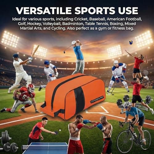 Waterproof Sports Boot/Shoe/Travel Bag for Football Cricket Rugby Golf Toiletry Gym for Men/Women (Orange) — view 4