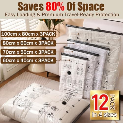 Vacuum Storage Bags With Electric Pump For Clothes, Travel, 12 Pack — view 2