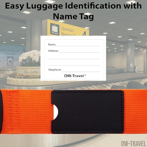 OW-Travel Lockable Luggage Straps for Suitcases with TSA Lock, Orange — view 6