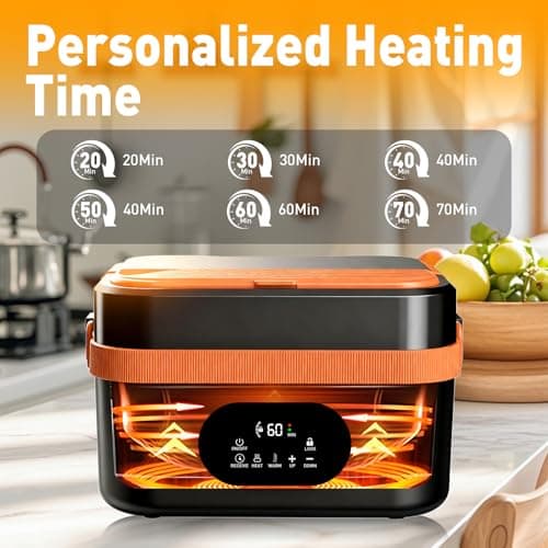 Gamexop Upgraded Cordless Electric Lunch Box, 1.5L Rechargeable Heated Lunch Box Battery Powered Stainless Steel Self-Heating Food Warmer Gift for Indoor Outdoor Work Office Camping Travel — view 6