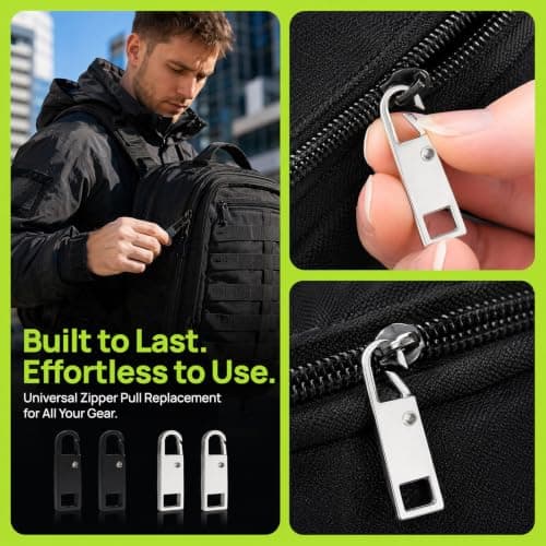 Solvio 12PCS Premium Zipper Pulls Replacement, Metal Zip Puller Repair Kit for Luggage, Backpacks, Jackets, Suitcases and Purses - Detachable Zipper Slider Fixer — view 5