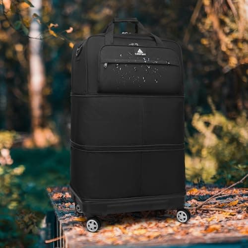 Laripwit Expandable Large Holdall Suitcase with Wheels, 55-115L Foldable Soft Suitcases & Travel Duffle Hand Luggage, Collapsible Rolling Duffel for Men Women and Not Fall Over, Black — view 6