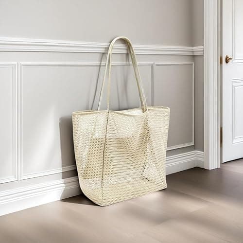 Womens Mesh Beach tote Bag - Foldable, Quick-Dry Tote with Zippered Pocket — view 3