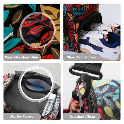 Overnight Bags for Women, Travel Holdall with Shoe Pocket & Wet Compartment — view 3