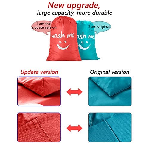 IHOMAGIC Laundry Bag Large Foldable Laundry Bag Washable Storage Bag with Nylon Rope Lightweight Portable Bag for Dirty Clothes Blanket 100L in Bedrooms, Hotels, Dorms, Travel, Orange — view 4