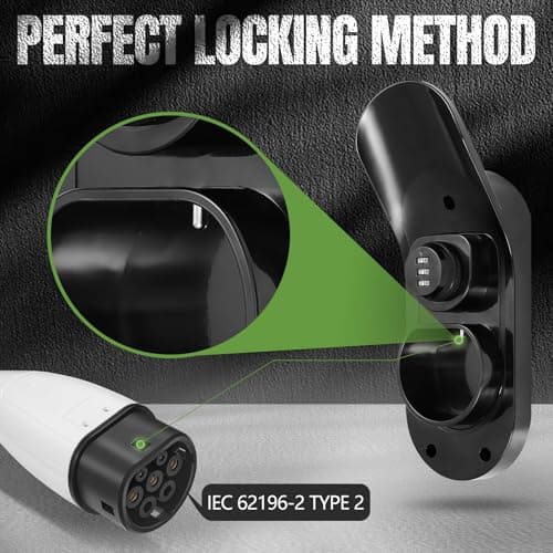 Litorange Type 2 EV Charger Cable Holder, Mechanical Combination Lock with Adjustable Password Wall Mount Holder for Electric Car with IEC 62196-2 Plugs, Anti-Theft Protection for Cable and Charger — view 2