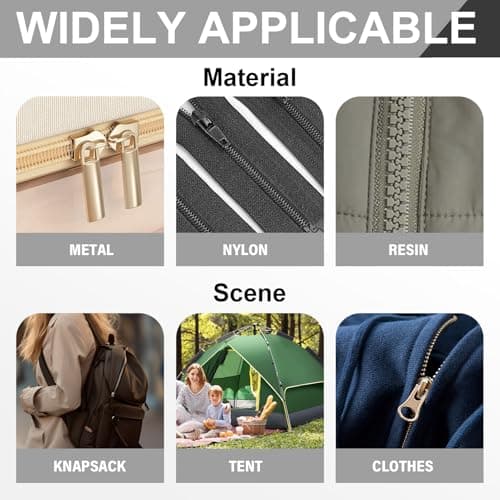 9PCS Zipper Repair Kit Zip Fixer Pull Universal Replacement Slider 3 Sizes #3#5#7#8#10 Easy Clip-On Zips Extension for Jackets Coats Luggage Backpacks Tents Jeans Tool-Free Instant Fix for Broken — view 5