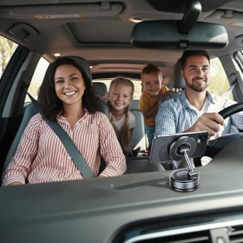 Vacuum Suction Car Phone Holder Mount for Magsafe iPhone, Rotates 720° for Dashboard & Windscreen | Universal Magnetic Mobile Holder for iPhone 17 16, Samsung Galaxy, and All Android Phones — view 2