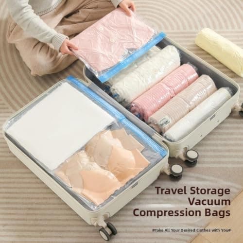 Hand Roll Compression Bags 6-Pack No Pump Travel Storage((PE+PA)40 * 60) — view 6