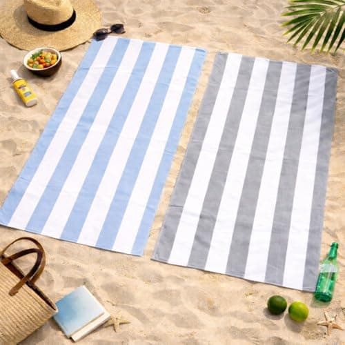 Adore Home Cabana Microfibre Beach Towels 2 Pack 70x140cm - Grey/Light Blue — view 3