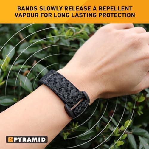 Pyramid Mosquito Repellent Bracelet with DEET. 4 Pack Mosquito Bands for Adults & Kids, Insect Repellent Bracelets with Up to 100 Hours Protection, Adjustable and Easy to Wear for Travel & Outdoors — view 3