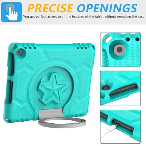 Mansiruyi Tablet Case for 8Tablets,Not Fits Sony TCL 8 inch Tablets, Mansiruyi Lightweight Two-angle Kids Case with Handle Stand - Turquoise — view 5