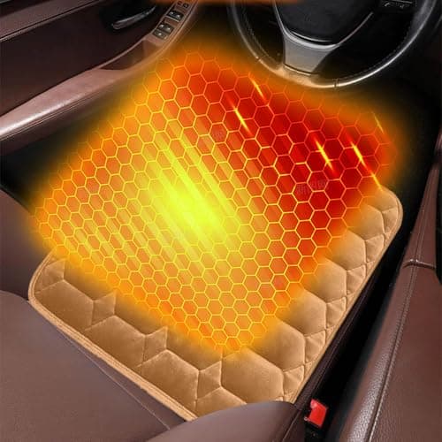 Stadium Seat Portable USB Warmer for Outdoor Bleachers Home Chair Winter Rechargeable Comfort with Adjustable Heat Settings Travel Car Interior Accessory (Beige, 45x45CM) — view 2