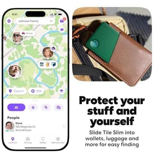 Life360 Tile Slim - Wallet Finder, Bluetooth Tracker and Item Locator for Luggage Tags, Passports and More. Both iOS and Android Compatible. Phone Finder. 1-Pack (Green Surf) — view 3