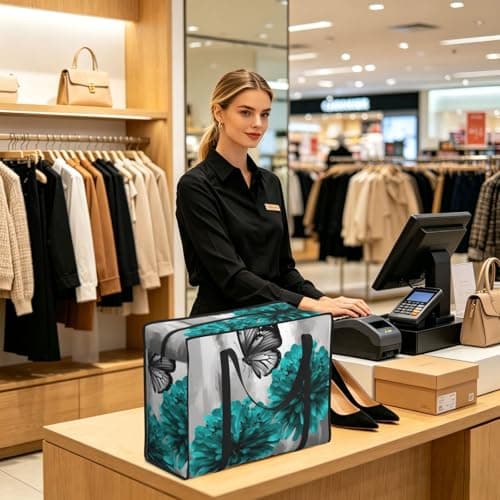 Heavy Duty Storage Tote With Zippers, Waterproof Large Moving Bags For Space Saving Gray Teal Flower Butterfly Storage Bags For Clothes, Bedding, Laundry & Home Organization — view 6