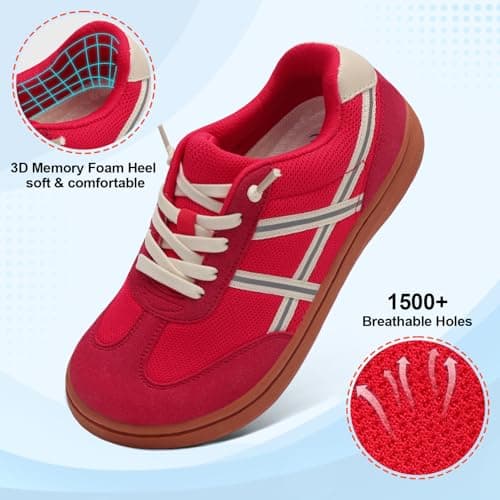 JOINFREE Women's Lightweight Travel Shoes Slip On Trainers Red — view 4