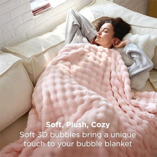 Bedsure Bubble Fleece Throw Blanket - Lightweight, Crystal Pink, 130x170cm — view 3