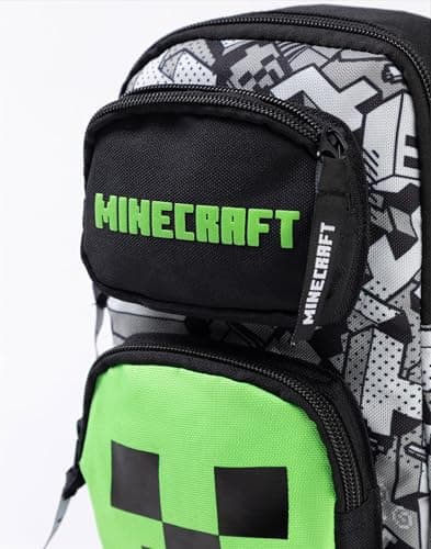Minecraft Creeper Body Bag in Black | Adjustable Shoulder Strap Zip-Up Carrying Bag for Boys | Game-Themed Personal Item Storage Merchandise for Young Gamers Merch — view 4
