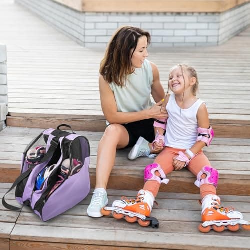 YEENAIV Skating Shoes Carry Bags Roller Skate Bag, Oxford Ice Skates Storage Bag for Kids & Adults, Unisex Adults Ice & Skate Bag Ii Fabric and Beach with Adjustable Shoulder Strap (Purple) — view 6