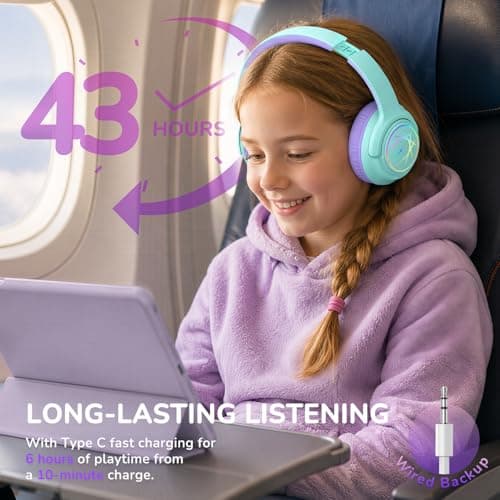 iClever BTH18 Kids Headphones Wireless with LED Lights 43H Playtime Travel — view 4